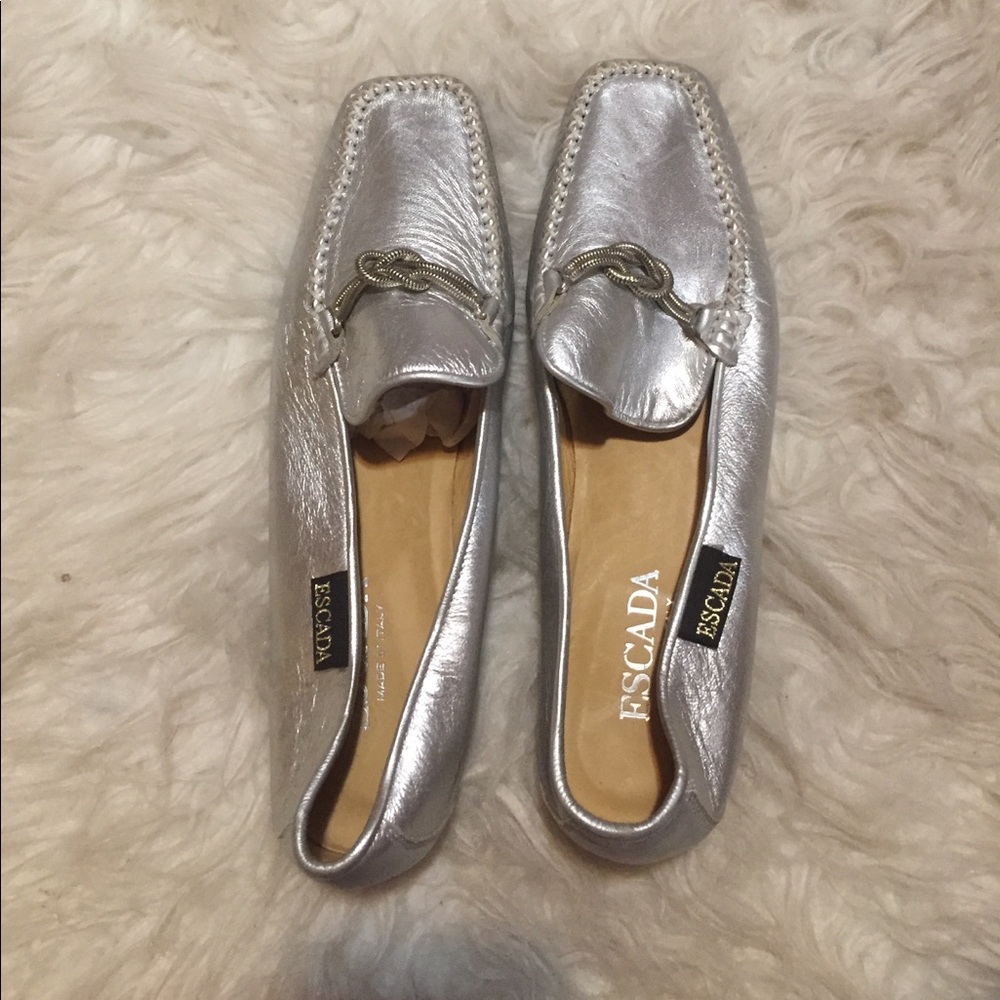 Silver Escada Loafers in Great Condition
